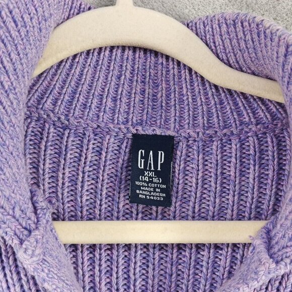 GAP Sweater Cardigan Size XXL(14-16) Button Closure Lavender Knit Fall Winter - Picture 8 of 12